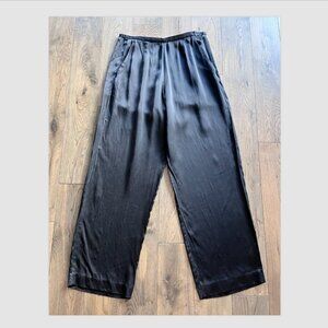 Merona 100% Silk Black Pants, Size 10, Wide Leg Lounge, Side Zip, Pockets